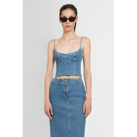 double stitched denim corset top