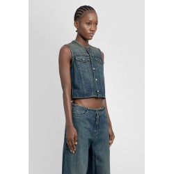 collarless denim gilet