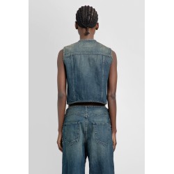 collarless denim gilet