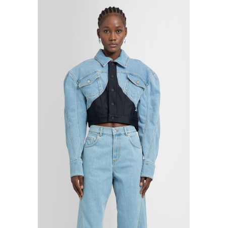 cropped spliced denim jacket