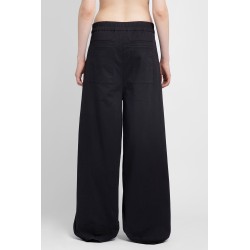 stretch cotton wide leg trousers