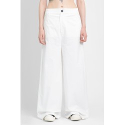 stretch cotton canvas wide leg trousers