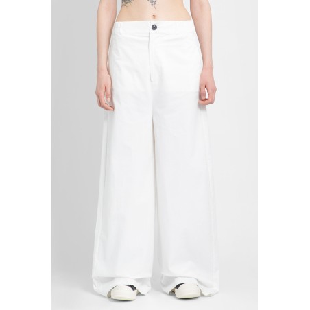 stretch cotton canvas wide leg trousers