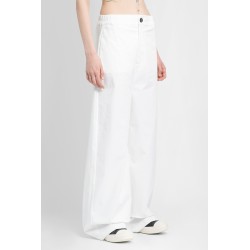 stretch cotton canvas wide leg trousers