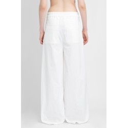 stretch cotton canvas wide leg trousers