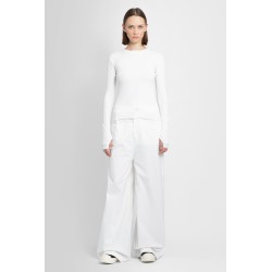 stretch cotton canvas wide leg trousers