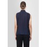 sleeveless pocket shirt in matte and shiny striped silk