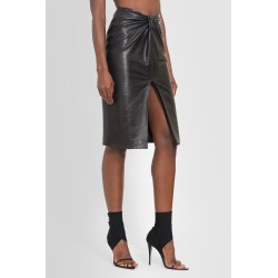 knotted leather midi skirt