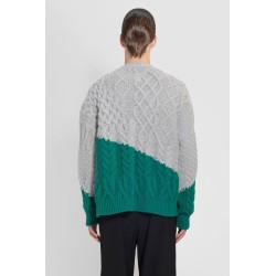 two-tone cable knit sweater in wool