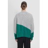 two-tone cable knit sweater in wool