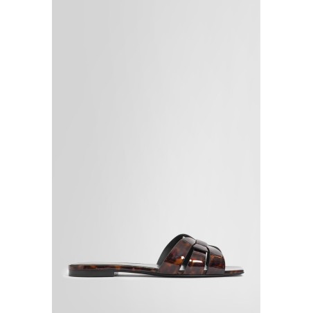 tribute slides in tortoiseshell patent leather