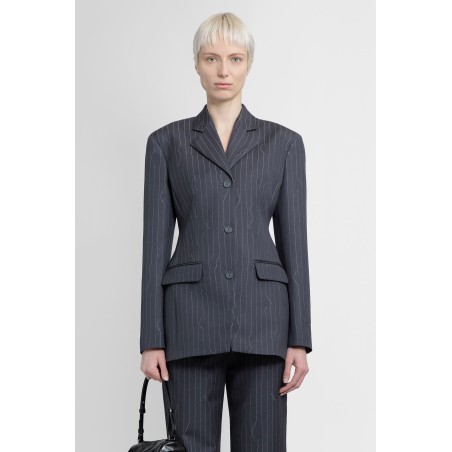 pinstripe fitted 3 button blazer