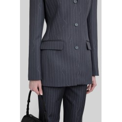 pinstripe fitted 3 button blazer