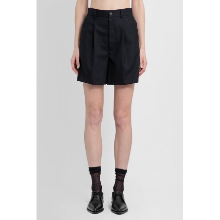 high-waisted pleated wool shorts