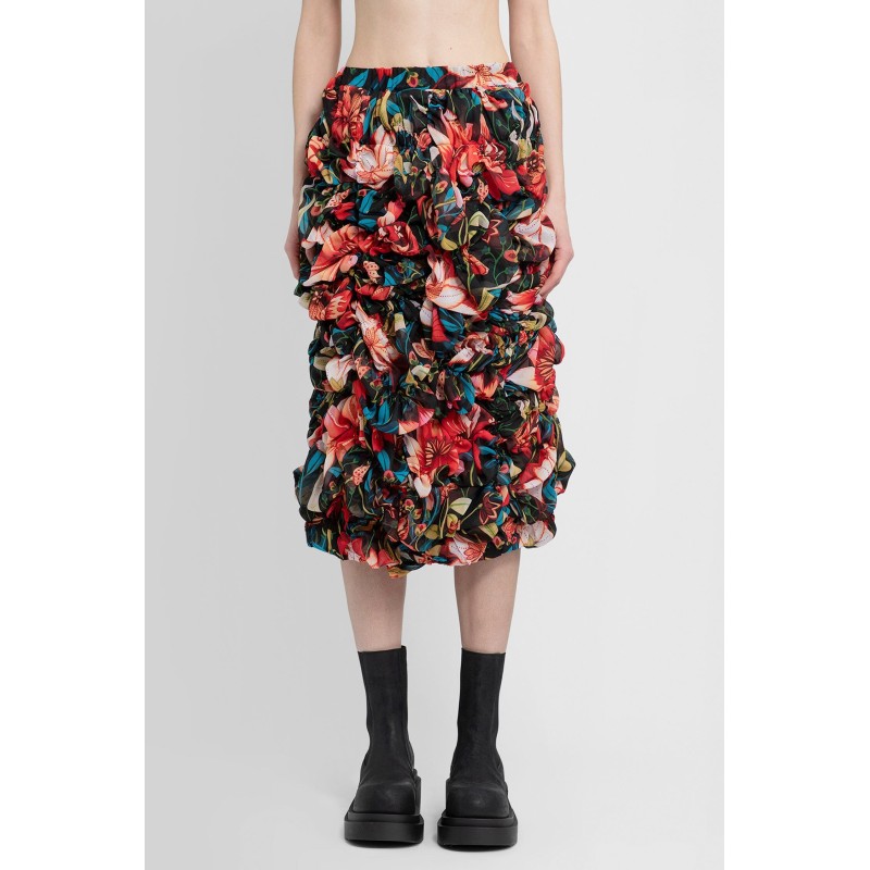 floral print gathered ruching skirt