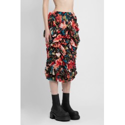 floral print gathered ruching skirt