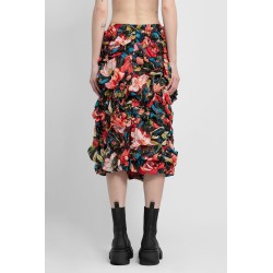 floral print gathered ruching skirt