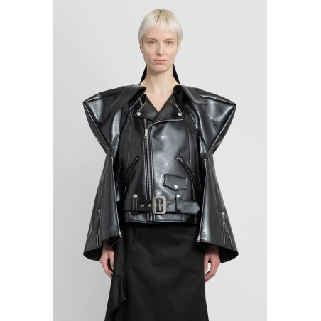 sculptural faux leather biker jacket