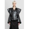 sculptural faux leather biker jacket