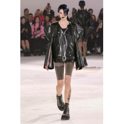 sculptural faux leather biker jacket