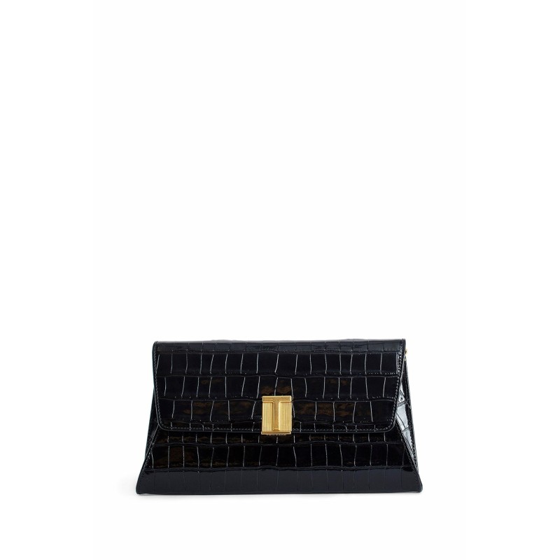 shiny stamped crocodile clutch