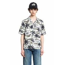 tropical palm print short sleeve shirt