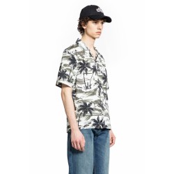 tropical palm print short sleeve shirt