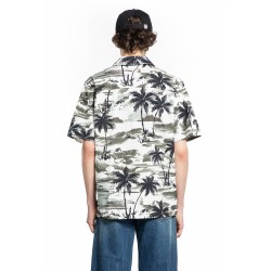 tropical palm print short sleeve shirt