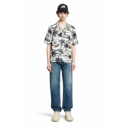 tropical palm print short sleeve shirt