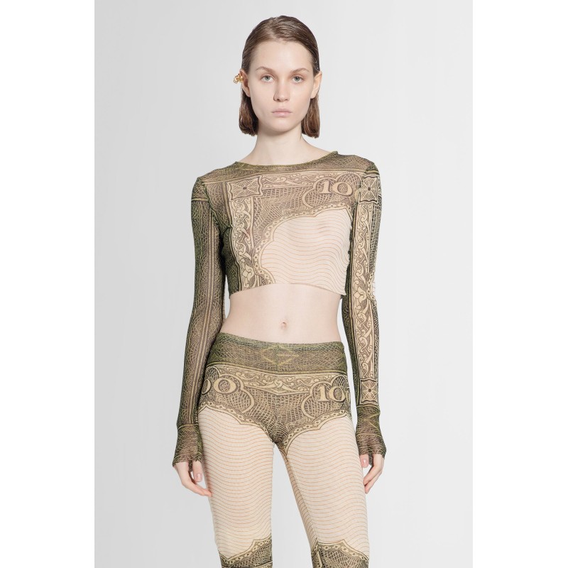 cartouche print mesh crop top