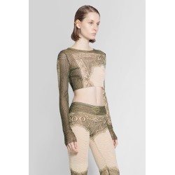 cartouche print mesh crop top