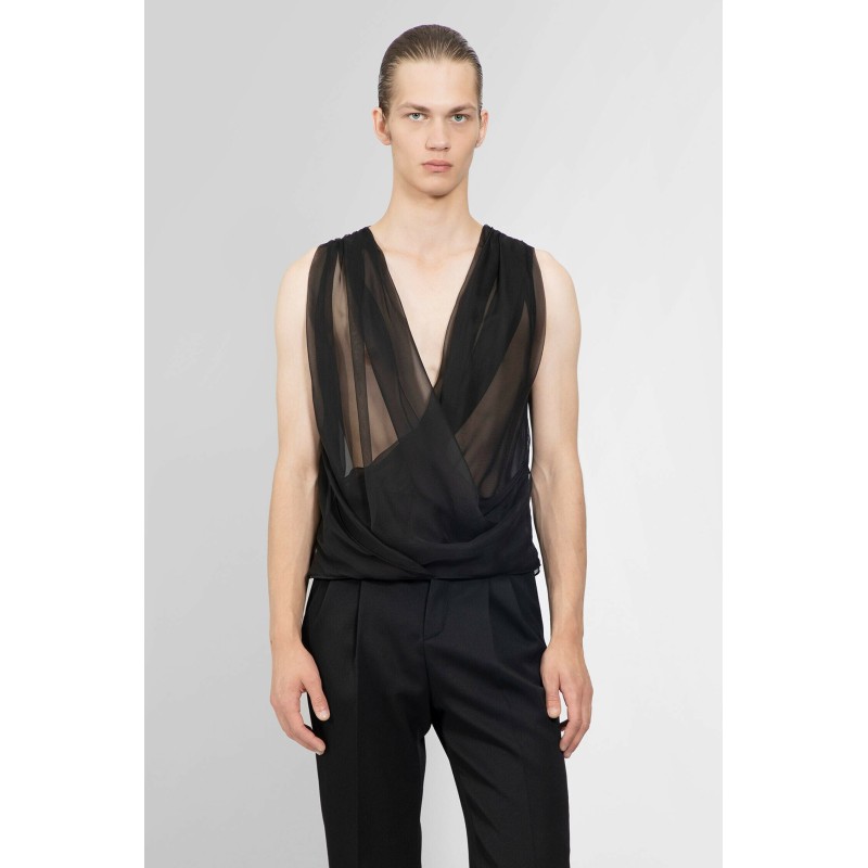 silk chiffon draped top