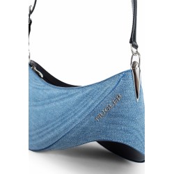 spiral curve 01 medium embossed denim bag