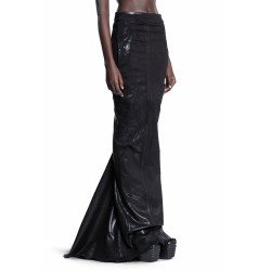 lido dirt pillar skirt in foil stretch denim