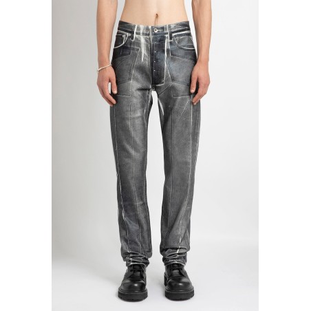 overprinted foil denim jeans