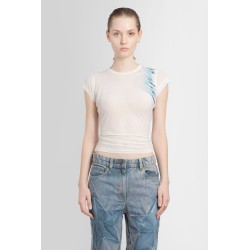 shoulder logo printed sheer t-shirt