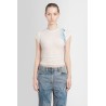 shoulder logo printed sheer t-shirt