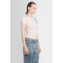 shoulder logo printed sheer t-shirt