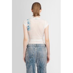 shoulder logo printed sheer t-shirt