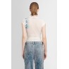 shoulder logo printed sheer t-shirt