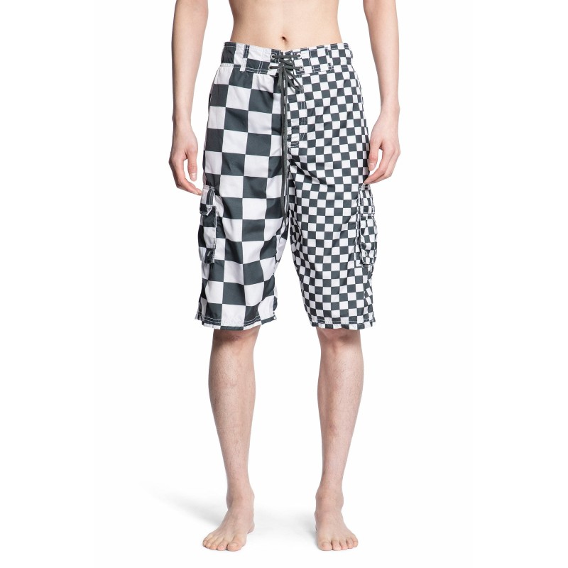 checkered cargo swim shorts