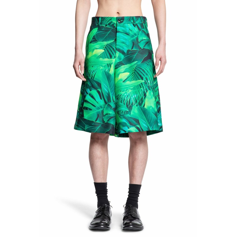 leaf print shorts in polyester gabardine