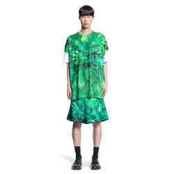 leaf print shorts in polyester gabardine