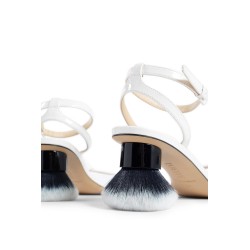 petal brush heel sandal in patent lambskin