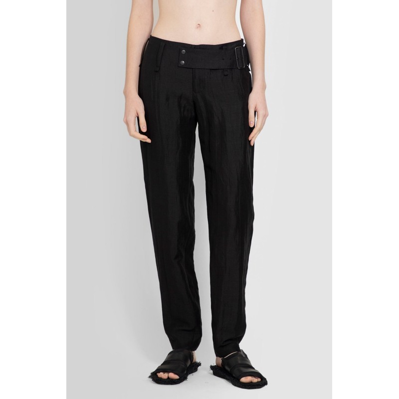 high twisted gabardine low-rise belted pants