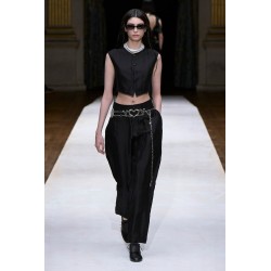 high twisted gabardine low-rise belted pants