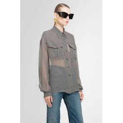 silk chiffon military shirt