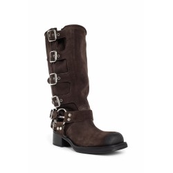 buckled suede boots