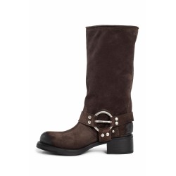 buckled suede boots