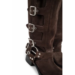 buckled suede boots